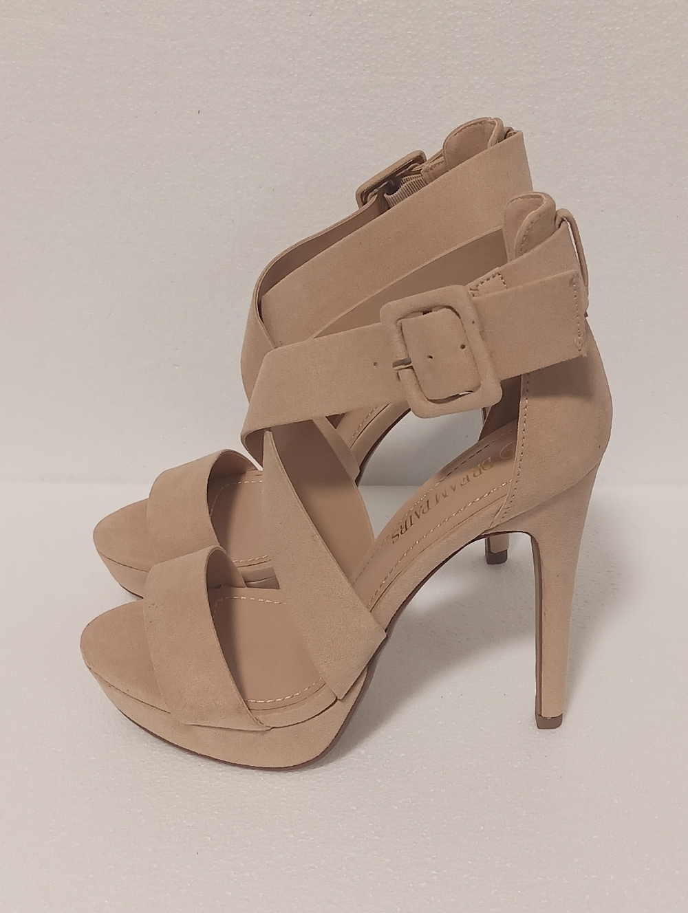 Dream Pairs Tan Suede Buckle Mules